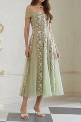 Floral Midi Dress in Green