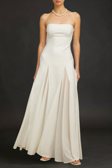 White Tulle-Panelling Maxi Dress