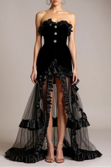 Ruffle Mesh Maxi Dress