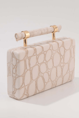Croc Embossed Top Handle Evening Clutch