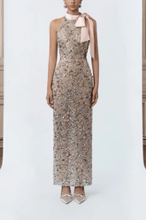 Cherry Halter Midi Formal Dress