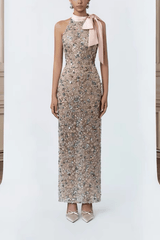 Cherry Halter Midi Formal Dress