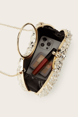 Champagne Sequin Ring Handle Formal Clutch