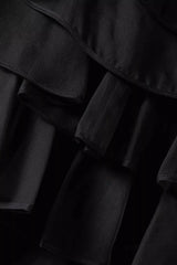 Ruffle Silk Organza Sleeveless Mini Dress in Black