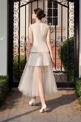 3D Rose Sleeveless Peplum Top Two Midi Skirt Matching Set