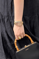 Gold Stone Open Cuff Bracelet