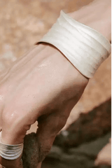 Off White Textured Wide Open Cuff Bracelet