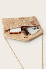 Pink Floral Sequin Envelope Formal Clutch