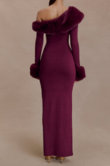 Faux Fur Knit Maxi Dress - Plum