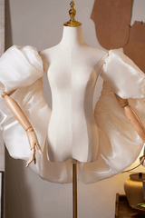 White Organza Voluminous Puff Sleeve Shawl