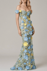 3D Floral Off Shoulder Dress