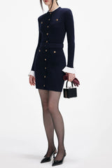 Navy ViscoSequin Knit Mini Dress
