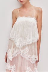 Flowy Strap Lace Trim Maxi Dress