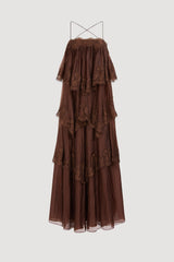 Brown Lace Maxi Dress