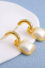 Gold Choop Square Shell Drop Earrings
