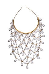 Silver Tone Mesh Head Cage With Teardrop Drops