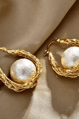 Braided Gold Hoop Wrapped Cotton Earrings