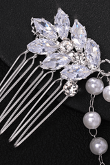 Crystal Leaf Clip Layered Drape Headpiece