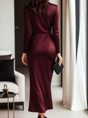 Timeless Satin Wrap Dress with Waist Tie Detail
