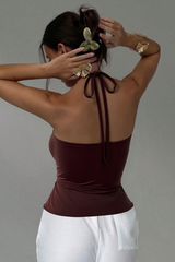 Gold Spiral Metal Trim Milk Silk Slim Crop Top