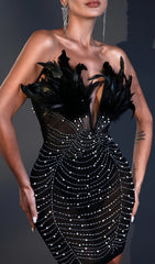 Strapless Feather Mini Dress