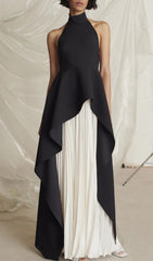 Bandage Halter Maxi Dress In Black and White