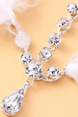 Boho White Feather Crystal Forehead Head Chain