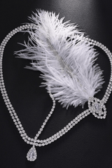 Flapper Rhinestone Feather Forehead Headband