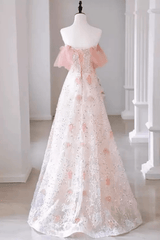 Off Shoulder Pink 3D Floral Dress