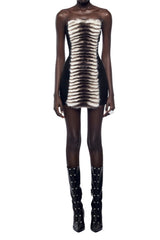 Plush Cut Mini Dress in Black - Zebra