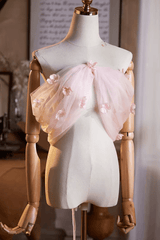 Pink 3D Floral Sheer Off-Shoulder Shawl