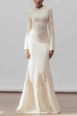 Lace Patchwork Long Sleeve Dress