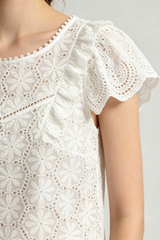 White Ruffle Lace Blouse