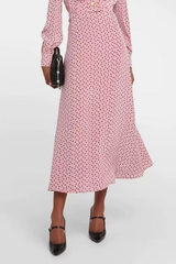 Retro French Pink Heart Print Midi Dress