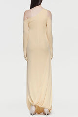 One-Shoulder Backless Maxi Dress in Yellow