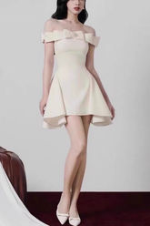 Crystal Off-Shoulder White Mini Dress