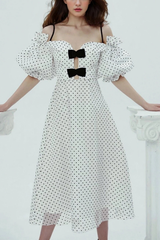 White Off-Shoulder Midi Dress