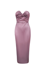 Backless Split Twist-Front Bodycon Midi Dress In Iceberry Pink