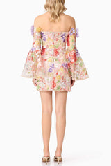 Off Shoulder Mini Dress in Floral
