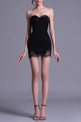 Black Cord Lace Bustier Mini Dress