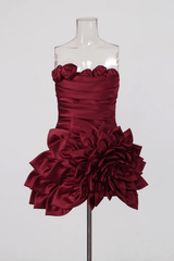 Ruched Floral Ruffle Mini Dress