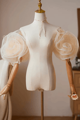 Champagne 3D Flower Detachable Puff Sleeves