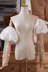White Satin Puff Detachable Sleeves