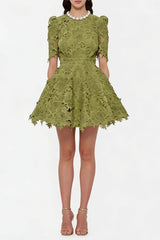 Green Hollow Mini Dress