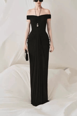 Ruched Off Shoulder Maxi Dress