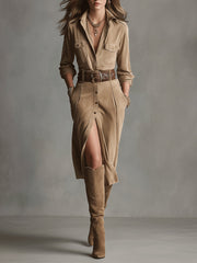 Women's Brown Midi Dress