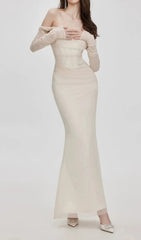 Mesh Off-Shoulder Maxi Dress