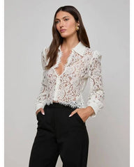 White 'Agence Anita Lace BlouSequin Top