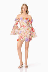 Off Shoulder Mini Dress in Floral