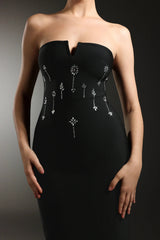 Black Diamond V-Neck Bandage Maxi Dress